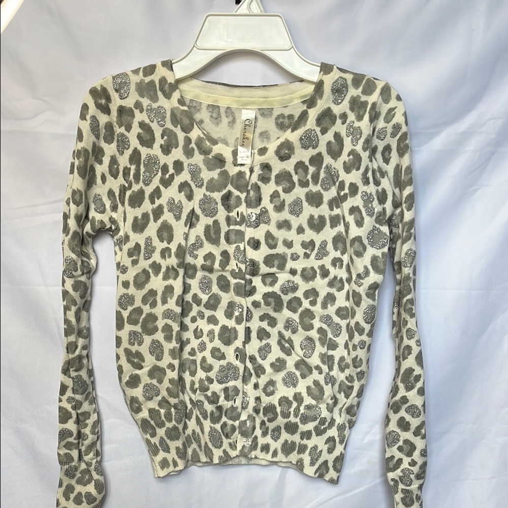 Girl’s Leopard Print Cardigan Sweater
